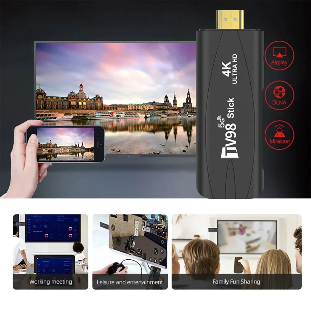 TV98 RK3228A TV Stick 2.4G 5G WiFi 4K Smart TV Android12.1 Box Dual Frequency TV Box Portable Media Player for Youtube NETFLIX