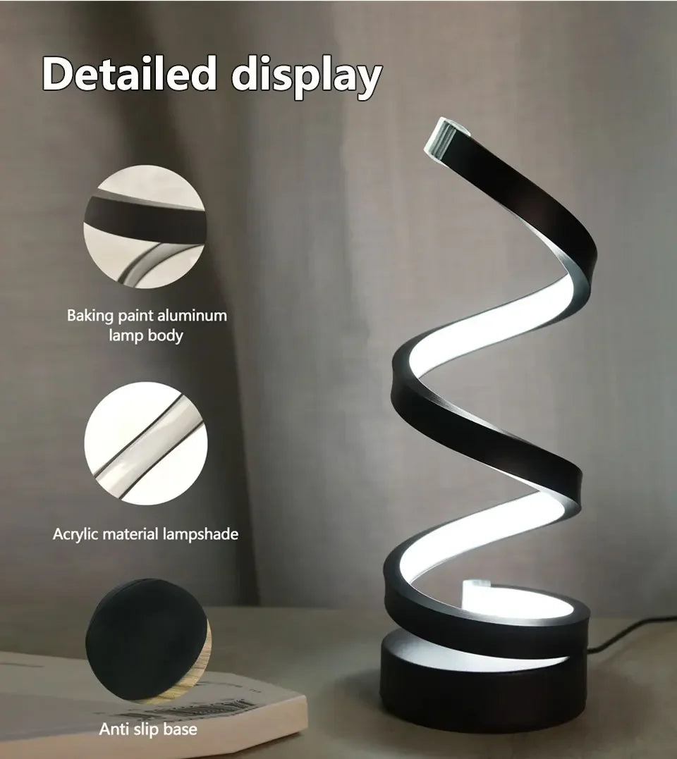 LED Night Light Spiral Table Lamp Modern Bedside Lamps Dimmable Night Lamp Office Living Room Bedroom Decoration Night Lights